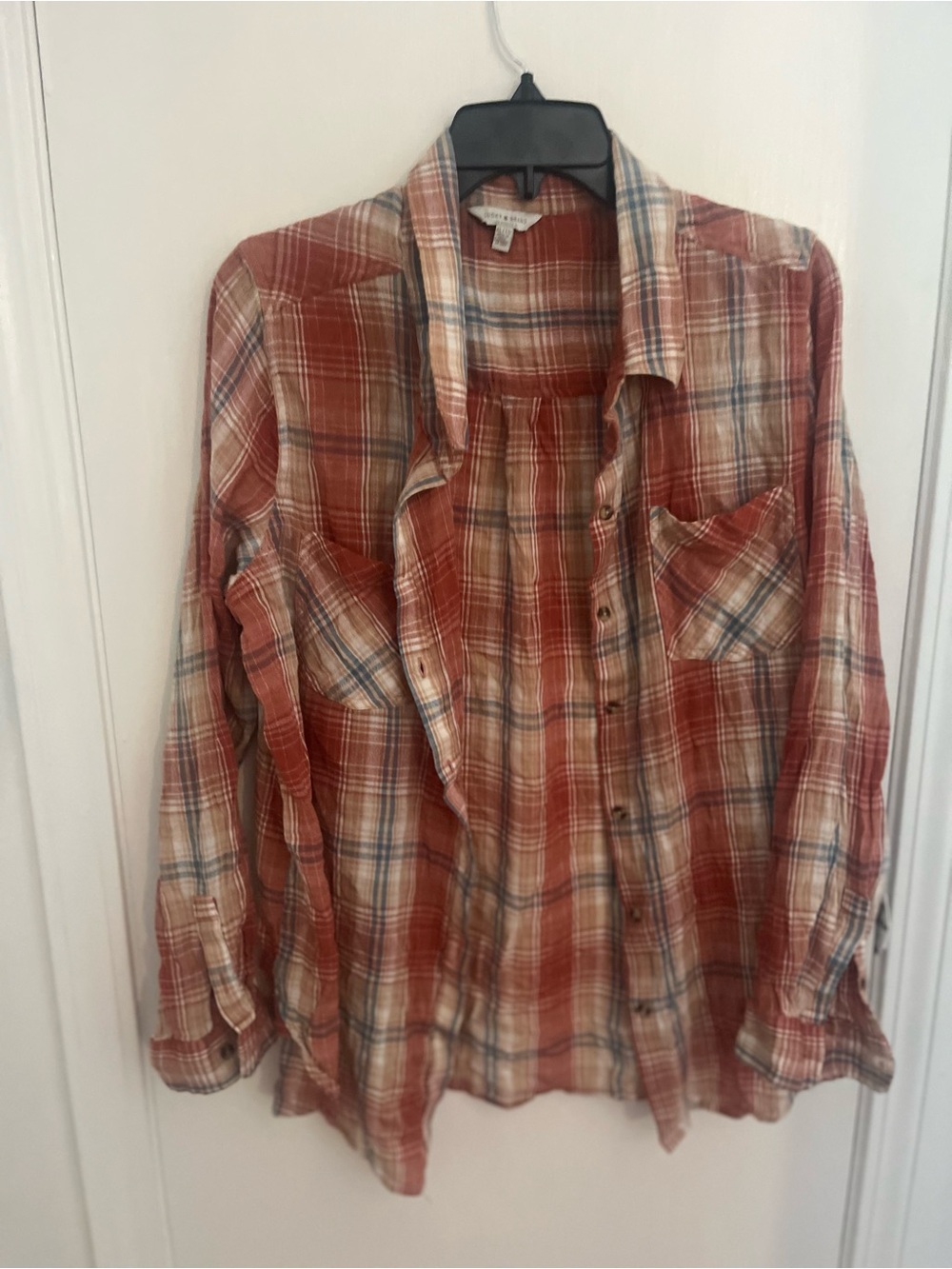 Casual Red Plaid Button-Up Shirt